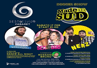 Sesto Senso: Dinner Show con gli artisti di MADE IN SUD, divertimento assicurato sabato 17 febbraio