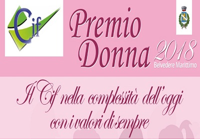 Belvedere: Mercoledì 21 Marzo la manifestazione “Premio Donna 2018”