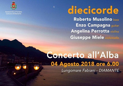 Diamante: Sabato 4 agosto appuntamento con “Diecicorde-Concerto all’alba”