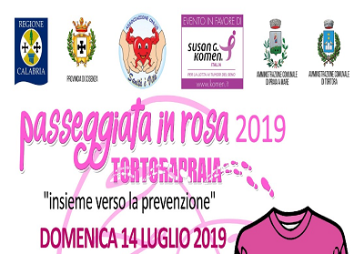 Il 14 luglio la IV edizione della “Passeggiata in rosa” da Tortora a Praia a Mare