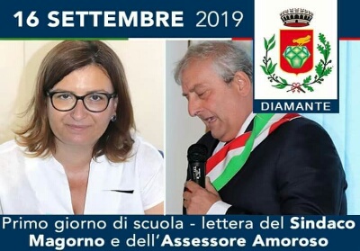 Diamante: Inizia la scuola. Lettera del Sindaco Magorno e dell’Assessore Amoroso