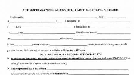 Fase 2: È disponibile il nuovo modello di autodichiarazione