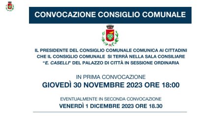 Diamante: Consiglio comunale del 30/11/2023