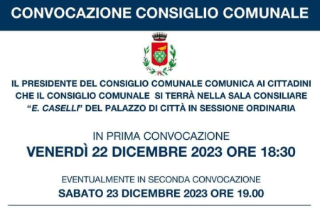 Diamante: Consiglio Comunale del 22/12/2023