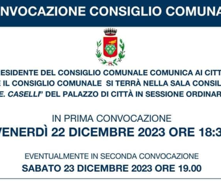 Diamante: Consiglio Comunale del 22/12/2023