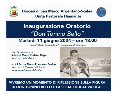 Diamante: Inaugurazione dell’Oratorio intitolato a ‘Don Tonino Bello’
