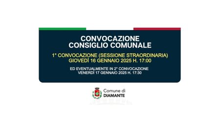 Diamante: Consiglio Comunale del 16/01/25