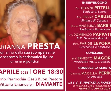 Incontro a Diamante per rendere omaggio alla figura di Marianna Presta